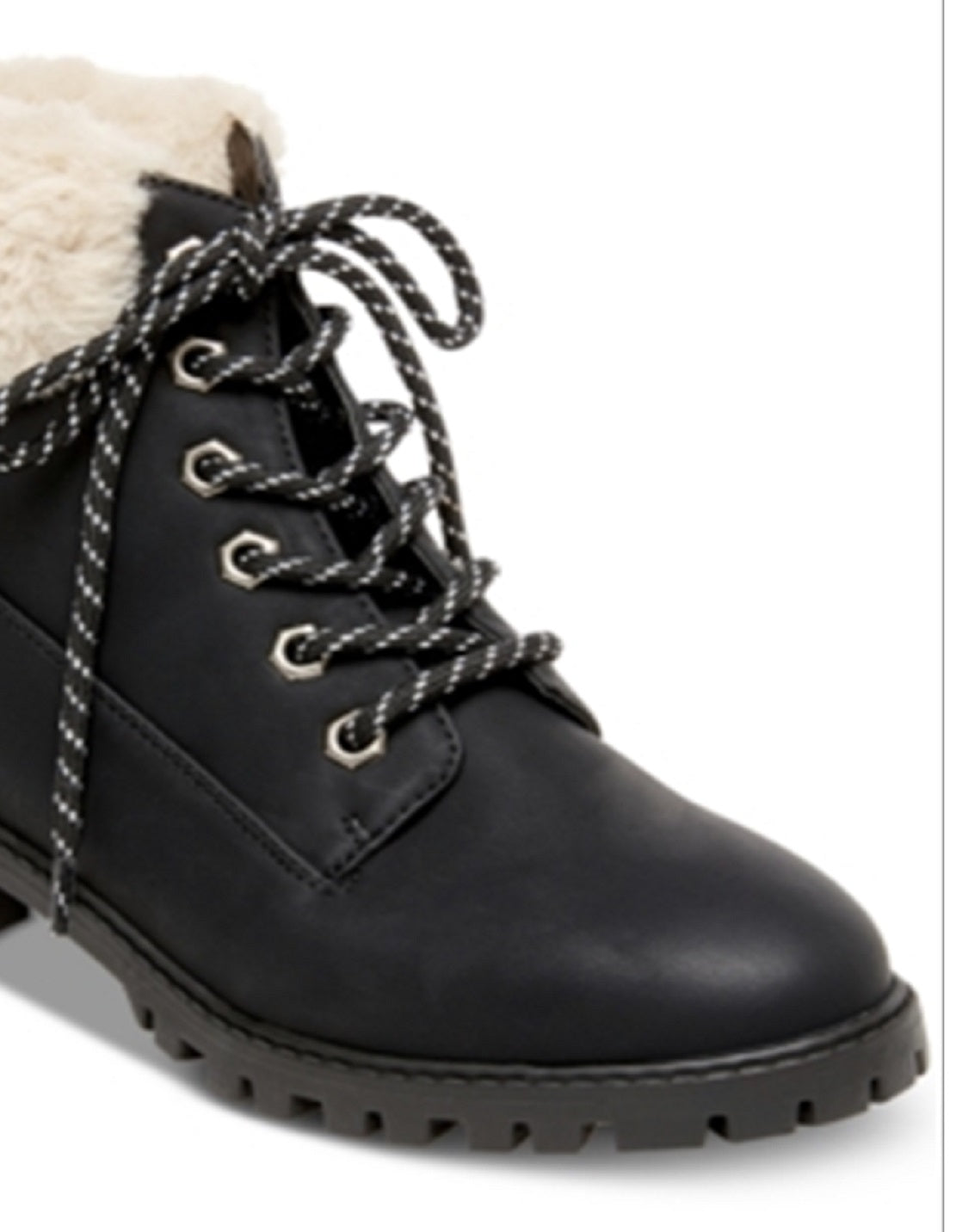 Madden Girl Women's Frankie Faux Fur Hiker Booties Black Size 9 M