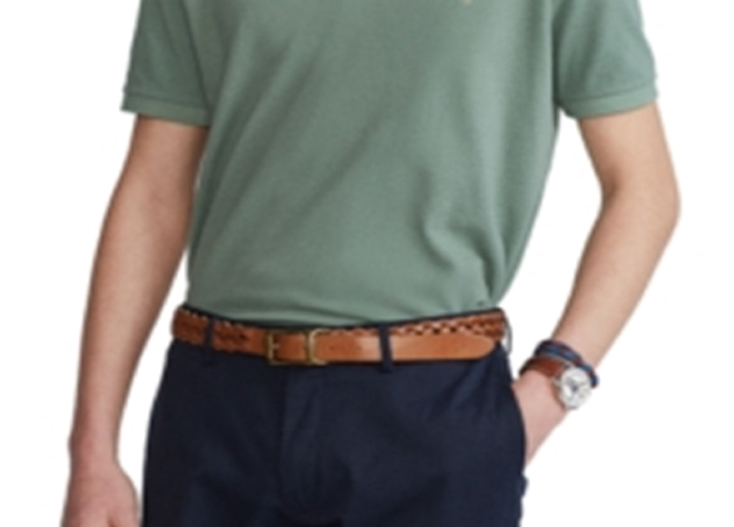 Ralph Lauren Men's Classic Fit Mesh Polo Shirt Green Size Medium