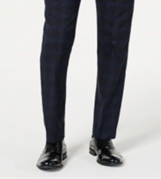 Calvin Klein Men's X Slim Fit Stretch Plaid Suit Separate Pants Blue Size 31X30