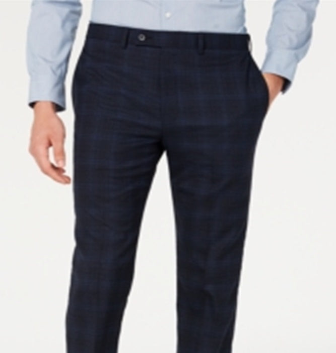 Calvin Klein Men's X Slim Fit Stretch Plaid Suit Separate Pants Blue Size 32X32