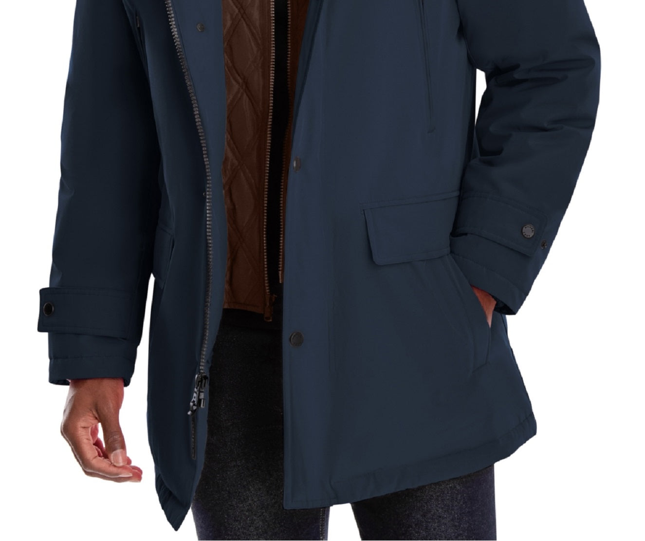 Michael Kors Men's Hooded Bib Snorkel Parka Blue Size Large