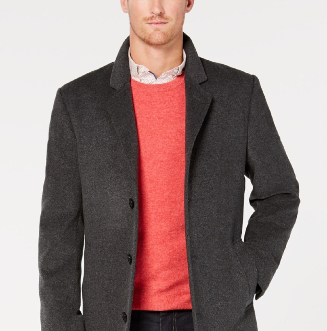 Michael Kors Men's Madison Wool Blend Modern Fit Overcoat Gray Size 38