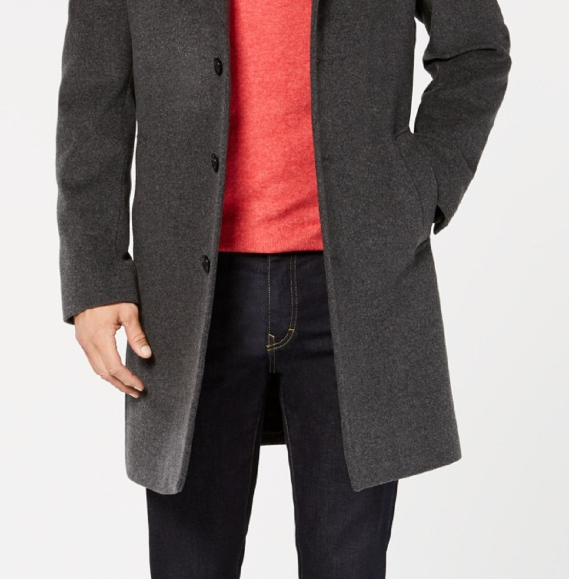 Michael Kors Men's Madison Wool Blend Modern Fit Overcoat Gray Size 38