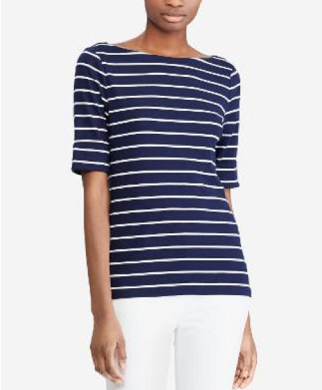 Ralph Lauren Women's Striped Boatneck Top Blue Size X-Large