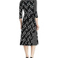 Ralph Lauren Women's Printed Matte Jersey Carlyna 3/4 Sleeve Day Dress Black Size 8
