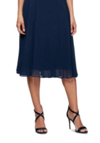 Alex Evenings Women's Mock Two Piece Cocktail Dress Blue Size 12