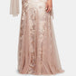 Alex Evenings Women's Embellished Lace Embroidered Illusion Gown & Shawl Brown Size 8
