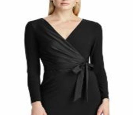 Ralph Lauren Women's Bow Detail Dress Black Size 14 Petite