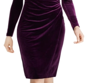Ralph Lauren Women's Crossover V Neck Velvet Dress Purple Size 12