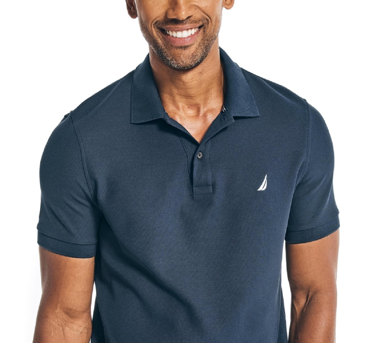 Nautica Men's Sustainably Crafted Classic Fit Deck Polo Shirt Blue Size Large