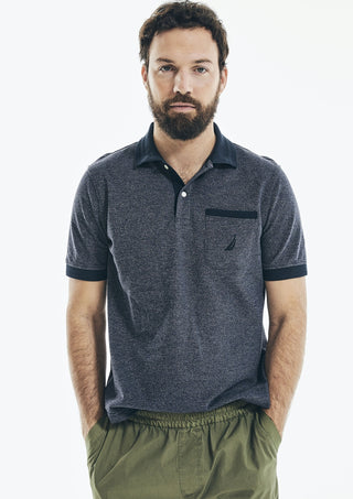 Nautica Men's Classic Fit Jaspe Pocket Polo Shirt Blue Size X-Large