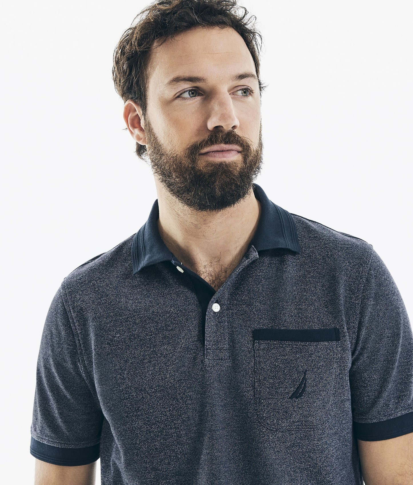 Nautica Men's Classic Fit Jaspe Pocket Polo Shirt Blue Size X-Large