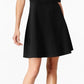 Monteau Women's Scalloped Neck Fit & Flare Dress Black Size Petite S