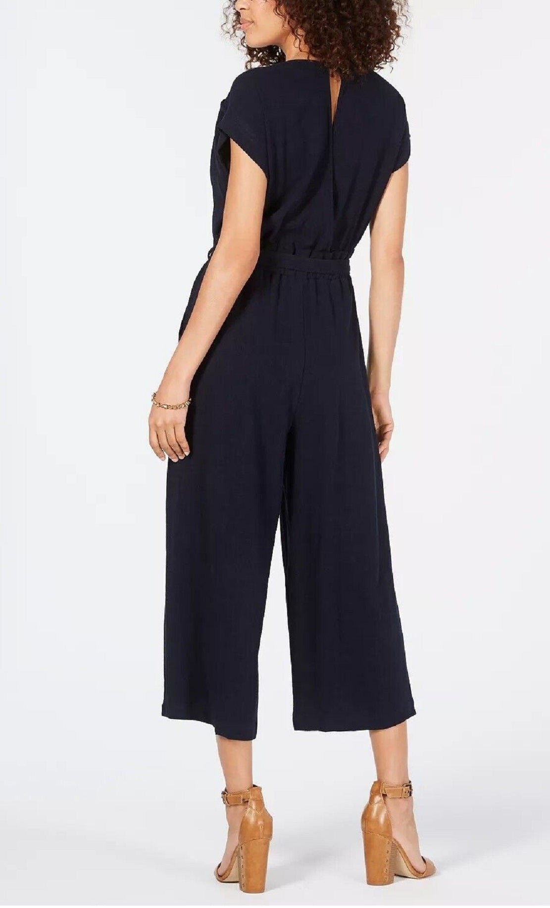 Monteau Women's Paperbag Waist Jumpsuit Blue Size Petite X-Large