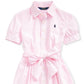 Polo Ralph Lauren Big Girl's Striped Cotton Shirtdress Pink Size 16