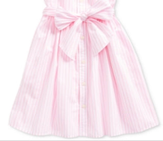 Polo Ralph Lauren Big Girl's Striped Cotton Shirtdress Pink Size 16