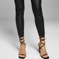 And Now This Woman's Coated Frayed Hem Skinny Denim Jeans Black Size 27
