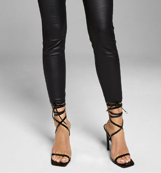 And Now This Woman's Coated Frayed Hem Skinny Denim Jeans Black Size 27