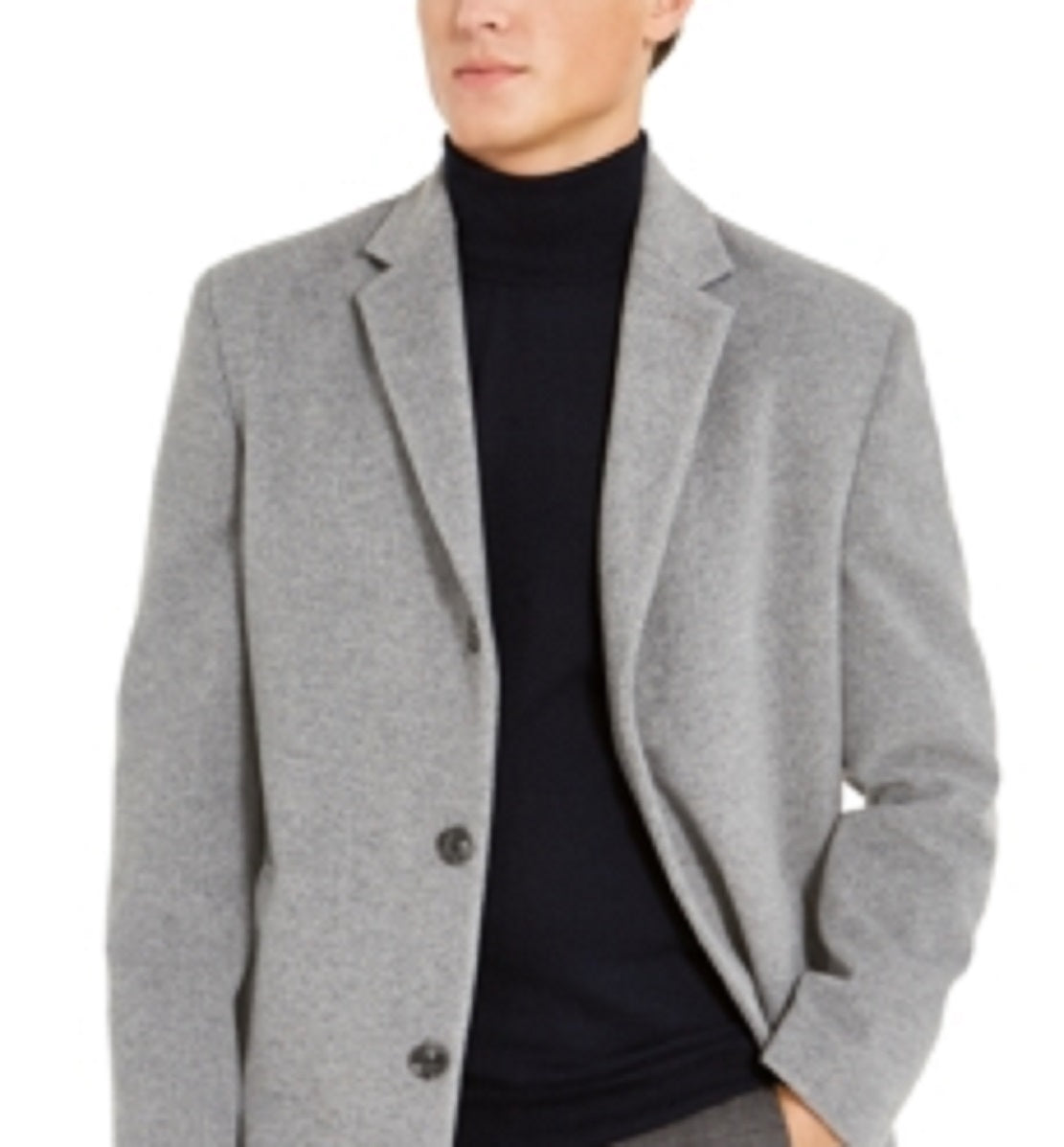 Tommy Hilfiger Men's Addison Wool Blend Trim Fit Overcoat Gray Size 40