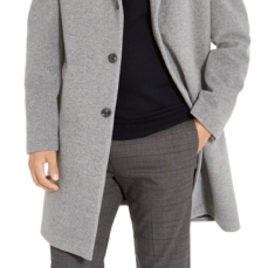 Tommy Hilfiger Men's Addison Wool Blend Trim Fit Overcoat Gray Size 40