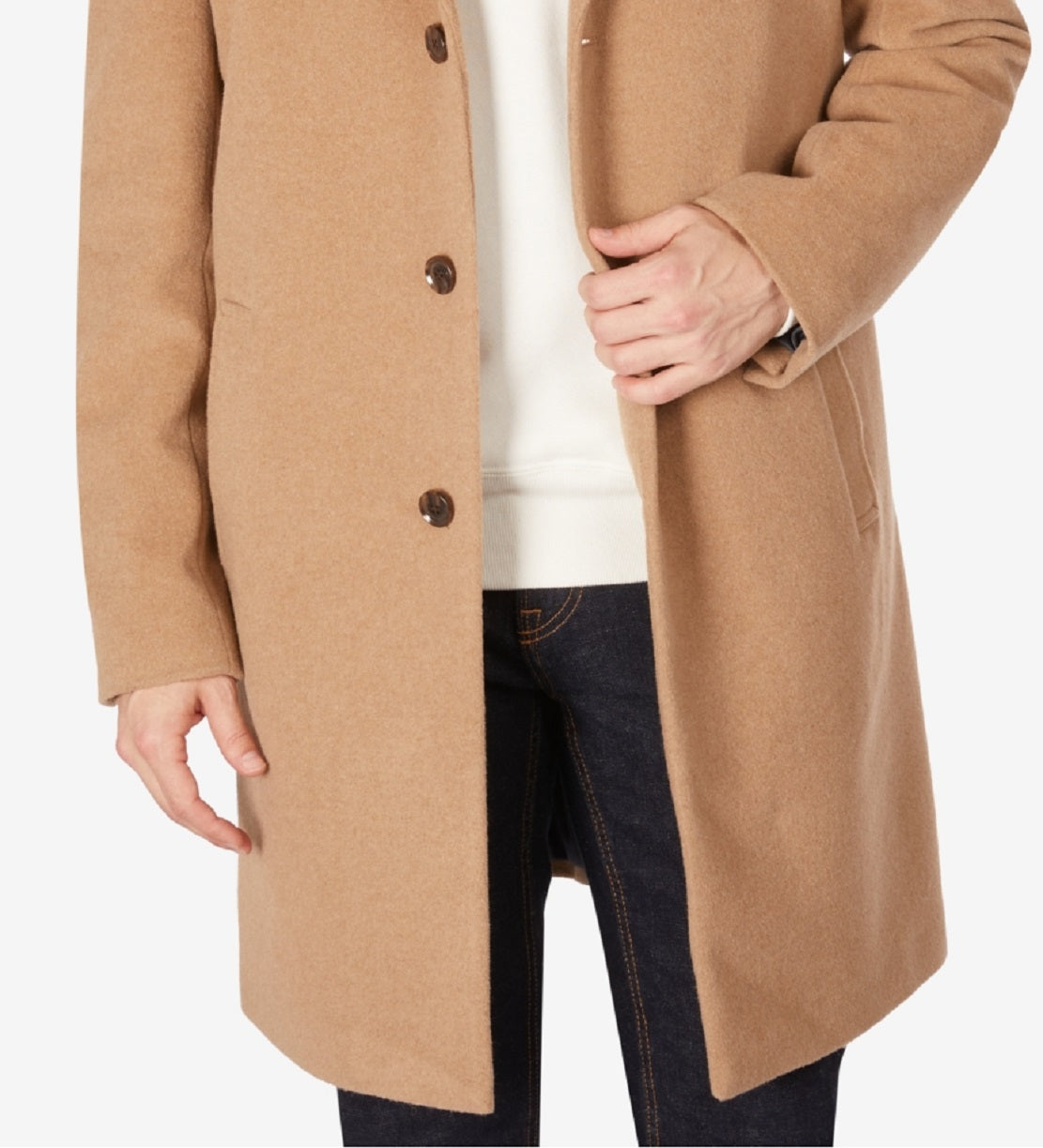 Tommy Hilfiger Men's Addison Wool Blend Trim Fit Overcoat Brown Size 36