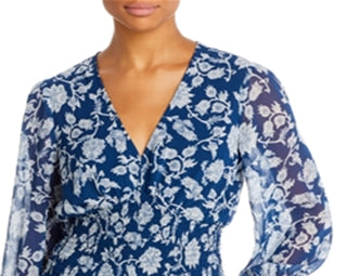 Aqua Women's V Neck Smocked Blouse Blue