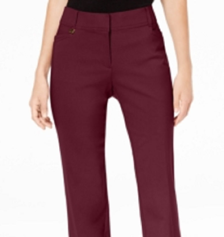 JM Collection Women's Short Tummy Control Curvy Fit Pants Red Size 18X4.5