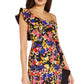 Aidan By Aidan Mattox Women's Floral Print Ruffled One Shoulder Dress Black Size 6