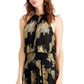 MSK Women's Metallic Print Pleated Blouson Gown Black Size 12