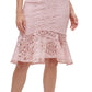 GUESS Women's Flounce Hem Lace Dress Pink Size 8