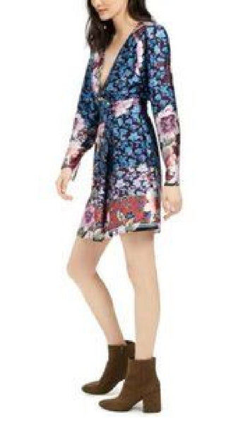 Nanette Lepore Women's Silk Floral Print Wrap Dress Black Size 12