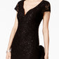 Connected Women's Sequined Lace Column Gown Black Size 8