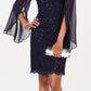 Connected Women's Flutter Sleeve Sequined Lace Dress Blue Size 8