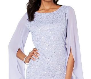 Connected Women's Flutter Sleeve Sequined Lace Dress Purple Size 10