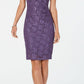 Connected Women's Sequined Lace Cutout Sheath Dress Purple Size 8