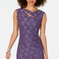 Connected Women's Sequined Lace Cutout Sheath Dress Purple Size 8