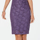 Connected Women's Sequined Lace Cutout Sheath Dress Purple Size 8
