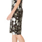 Connected Women's Cap Sleeve Metallic Floral Print Sheath Dress Black Size 16