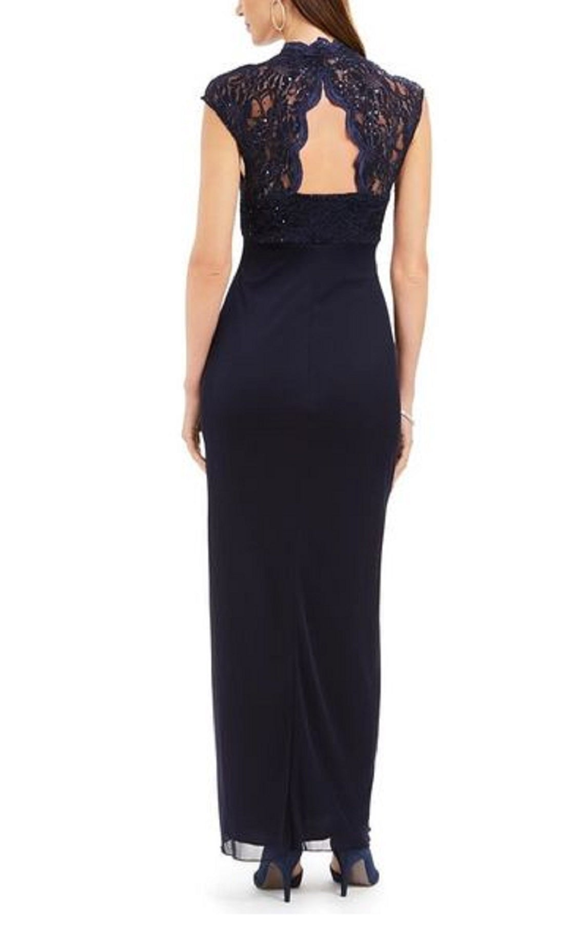 Connected Women's Lace Column Gown Blue Size 12