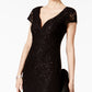Connected Women's Sequined Lace Column Gown Black Size 4