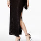 Connected Women's Sequined Lace Column Gown Black Size 4