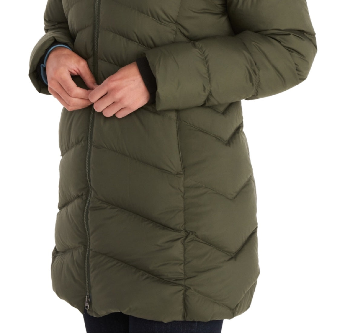 Marmot Women's Montreal Hooded Faux Fur Trim Coat Green Size Small