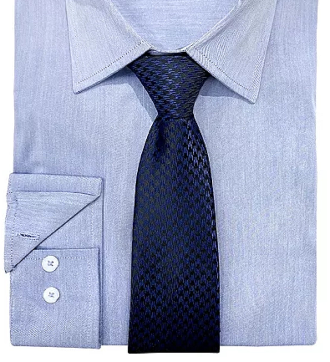 Nick Graham Men's Slim Fit Chambray Dress Shirt & Tie Set Blue Size Small