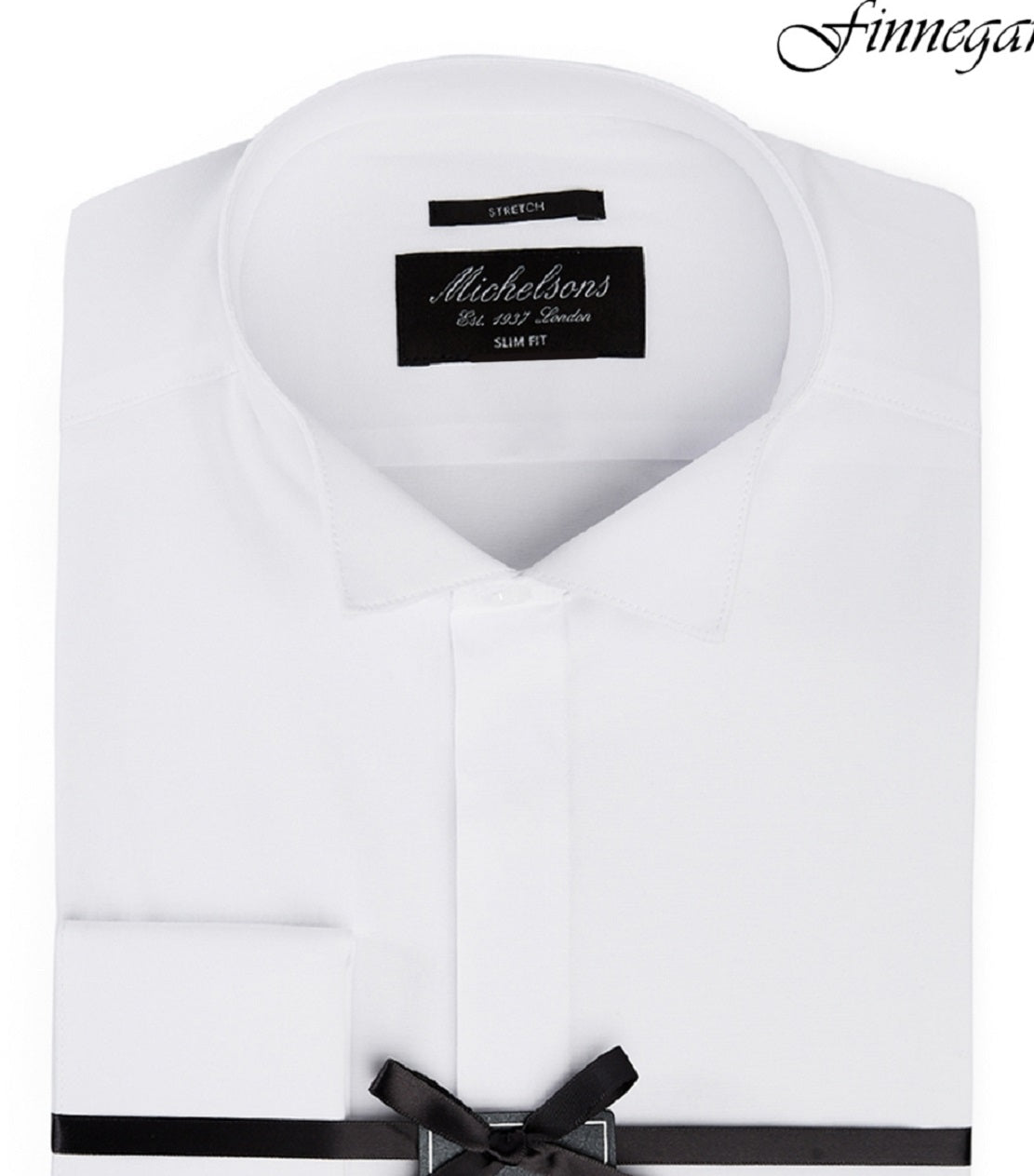 Michelsons Of London Men's Slim Fit Stretch Cuff Tuxedo Shirt White Size 15X32X33