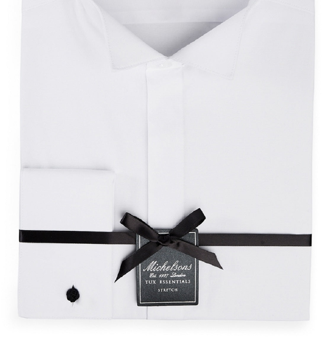 Michelsons Of London Men's Slim Fit Stretch Cuff Tuxedo Shirt White Size 15X32X33