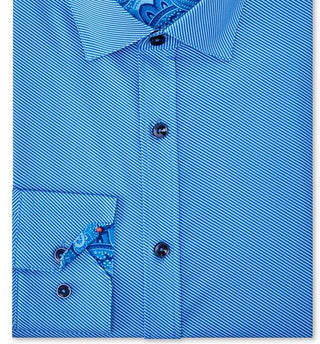 Tallia Men's Striped Performance Stretch Slim Fit Dress Shirt Blue Size 15.5x32-33