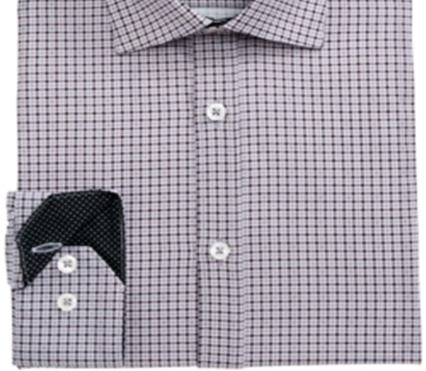 Society of Threads Men's Slim Fit Non Iron Performance Stretch Check Dress Shirt Black Size XX-Large