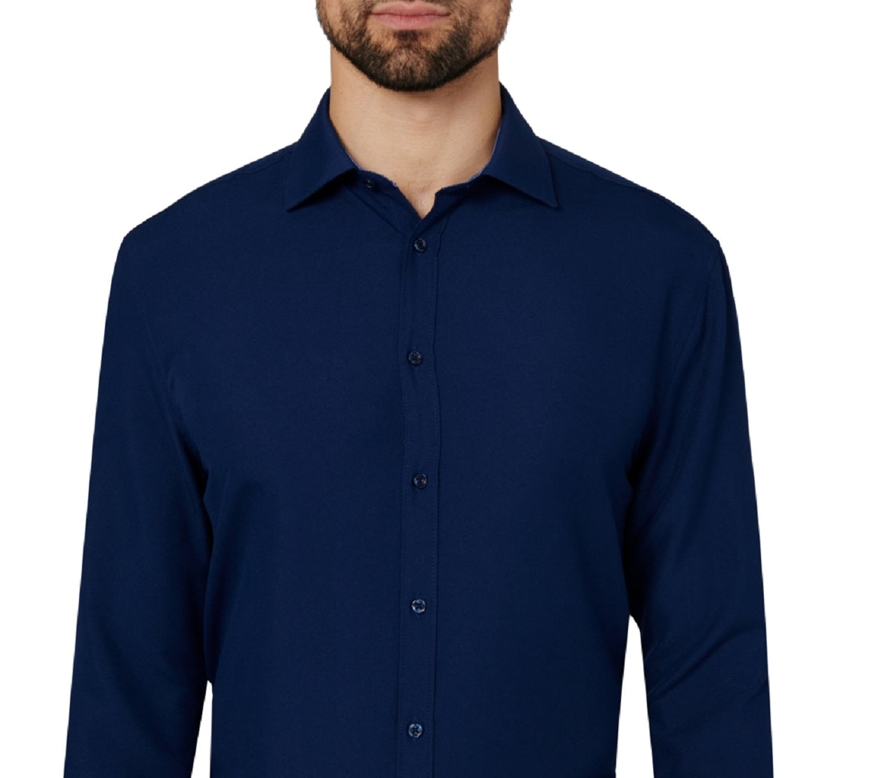 Calabrum Men's Regular Fit Solid Performance Dress Shirt Blue Size Large