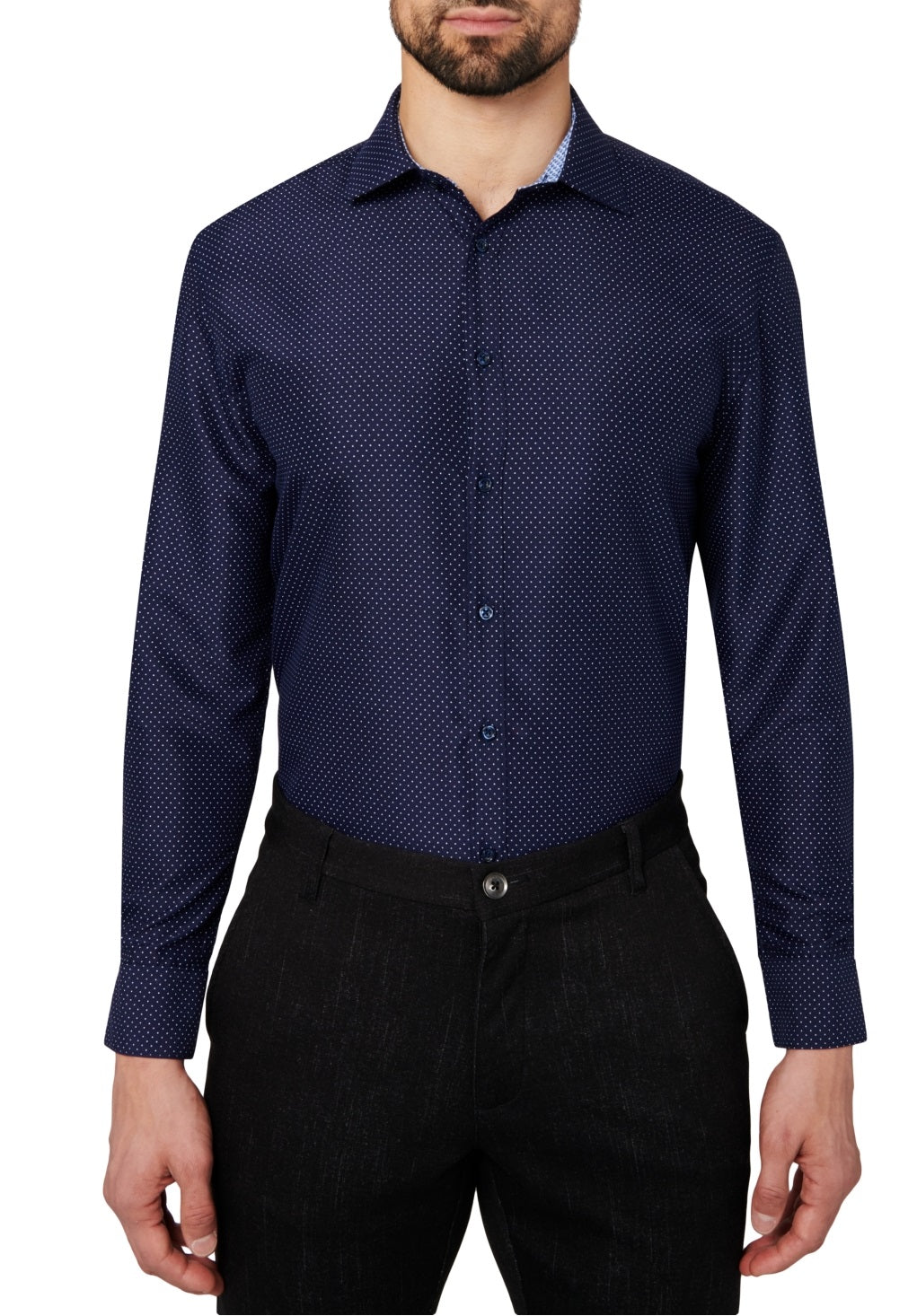 Calabrum Men's Regular Fit Performance Dress Shirt Blue Size Large