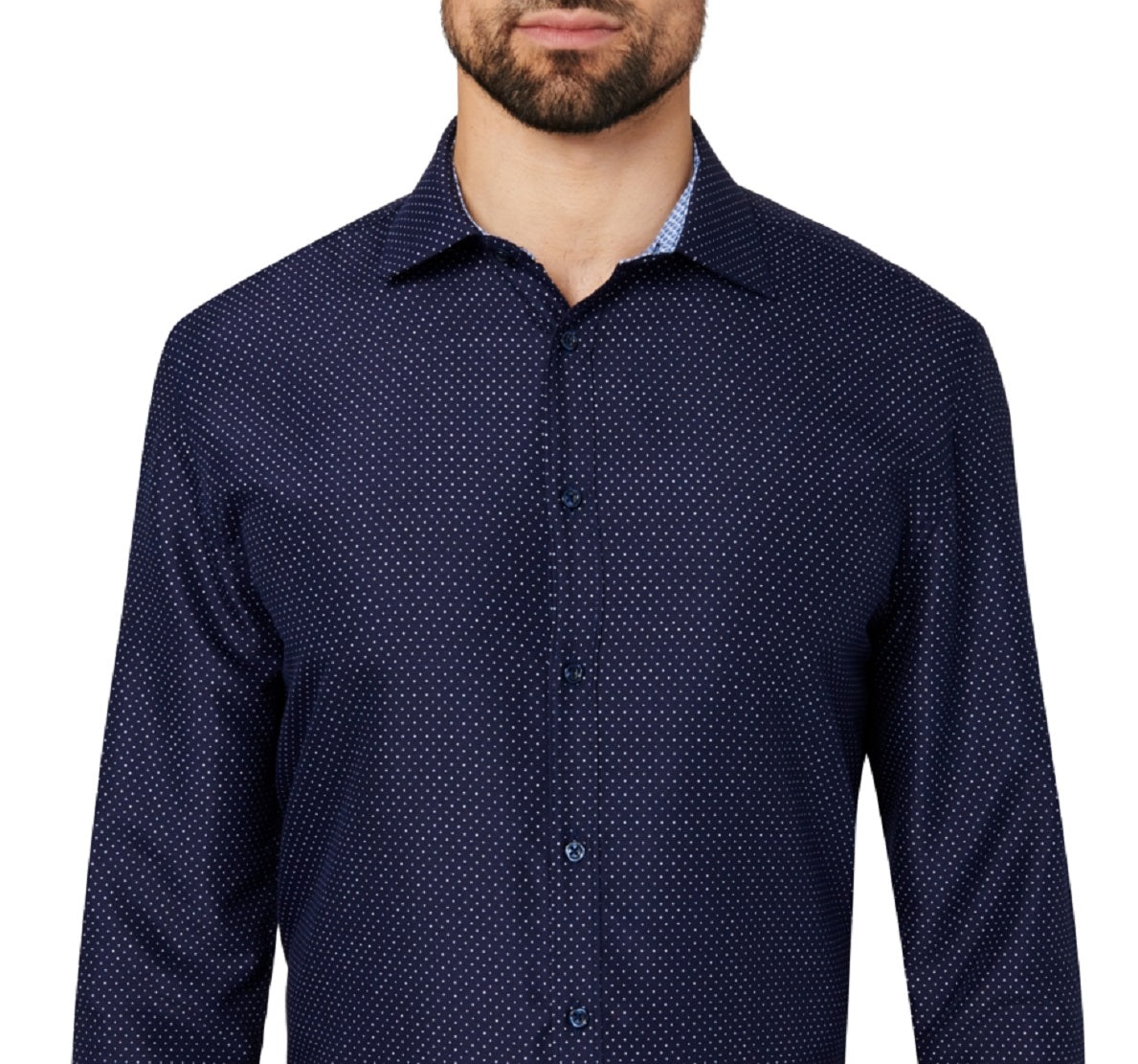 Calabrum Men's Regular Fit Performance Dress Shirt Blue Size Large